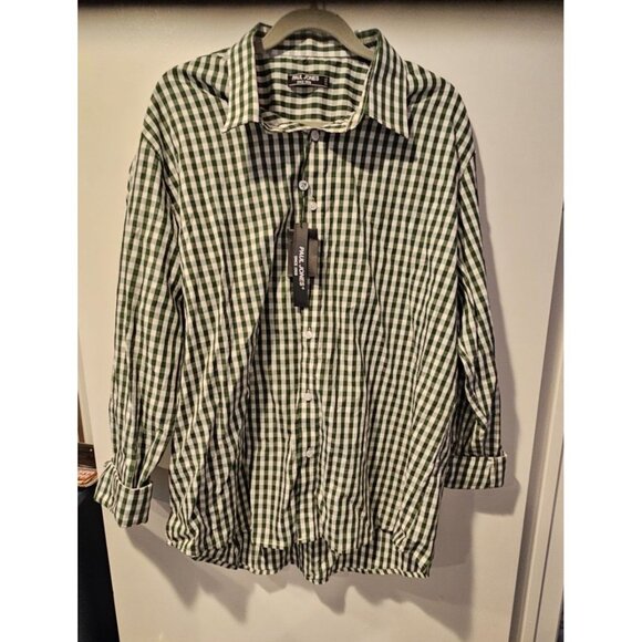 Paul Jones Long Sleeve Button Down Dress Shirt Green/White‎ 2XL - Picture 1 of 4